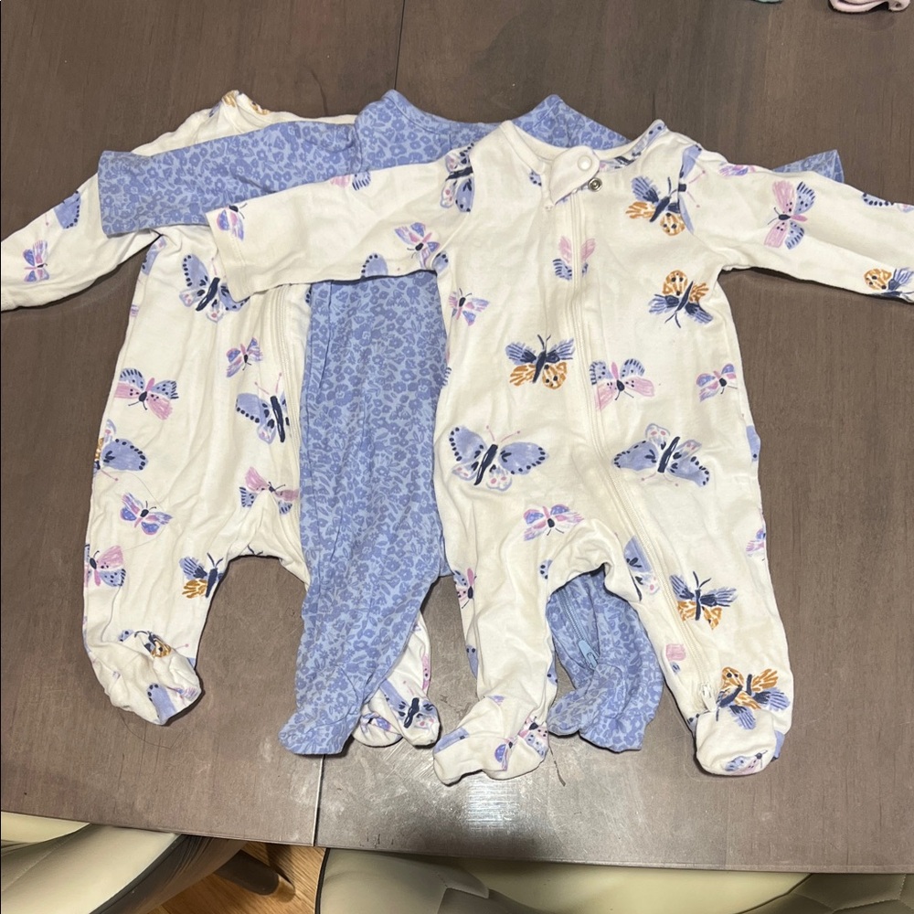 Carter's White and Purple Butterfly Footies